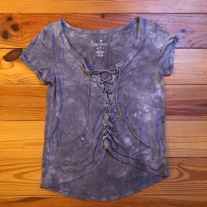 AEO Soft & Sexy Purple Tie-Dye Lace-Up Tee, EUC, S